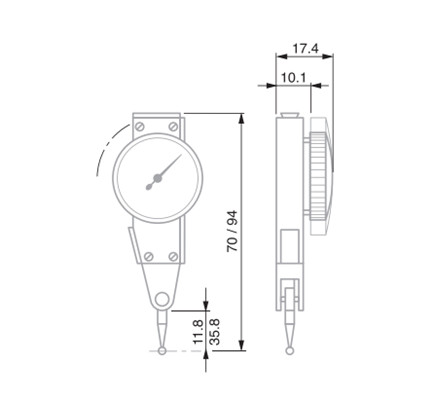 杠桿指示表的尺寸 