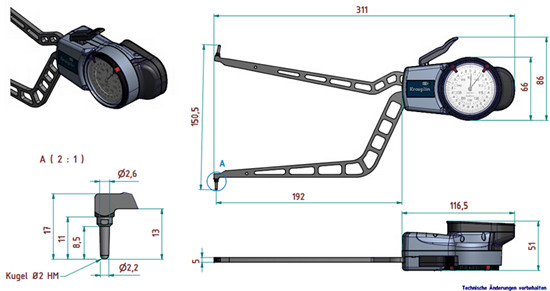 德國kroeplin內(nèi)徑卡規(guī)H4100尺寸圖 