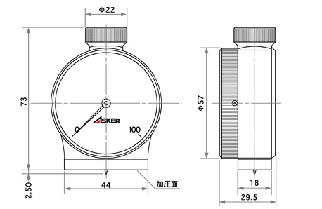 日本ASKER橡膠硬度計D型尺寸圖