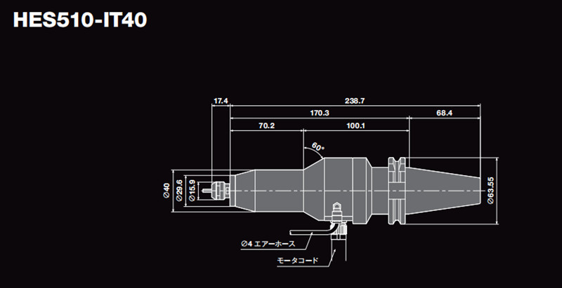 高速主軸HES510-IT40尺寸圖