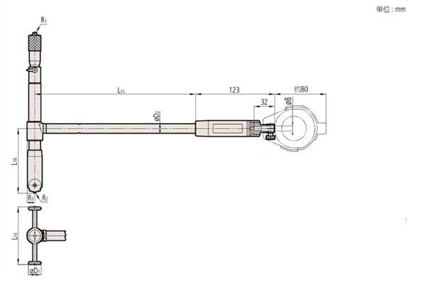 日本三豐511-803內徑表尺寸圖 