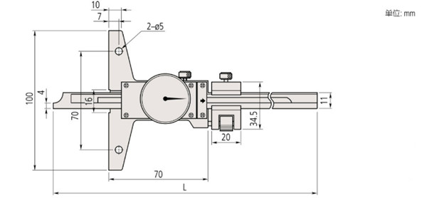 日本三豐帶表深度卡尺527-301-50尺寸圖 