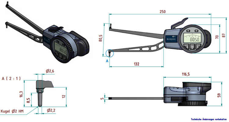 德國數顯內卡規G350尺寸圖 