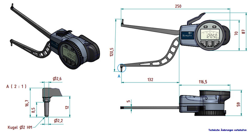德國數顯內卡規G390尺寸圖 