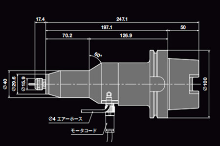日本中西主軸HES510-HSK A100尺寸圖