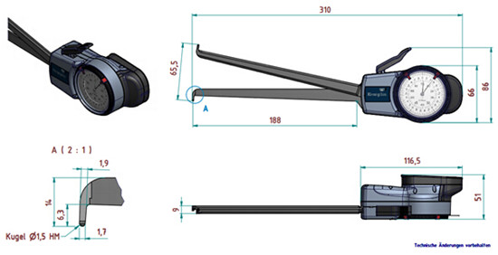 德國kroeplin指針式內(nèi)卡規(guī)H415尺寸圖 