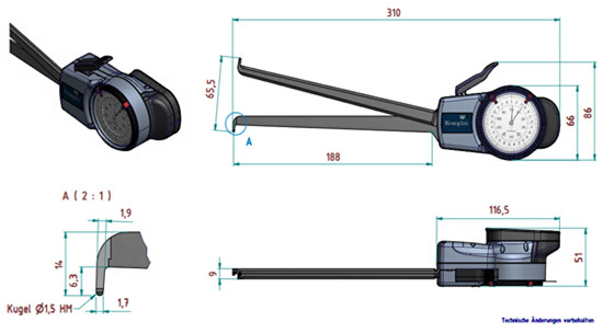 德國kroeplin數(shù)顯內(nèi)卡規(guī)G440尺寸圖 