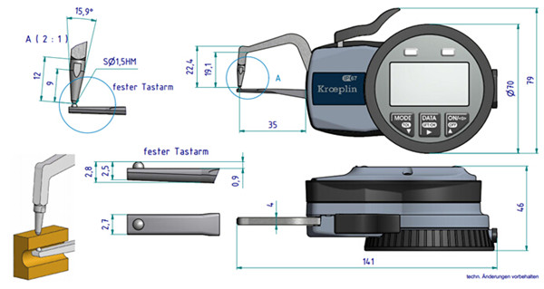 德國kroeplin壁厚卡規C1R10尺寸圖 