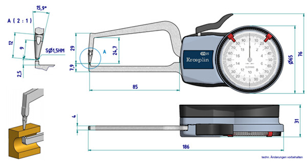 德國KROEPLIN外卡規D2R20尺寸圖 