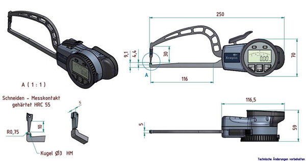 德國KROEPLIN壁厚卡規C3R30S尺寸圖 
