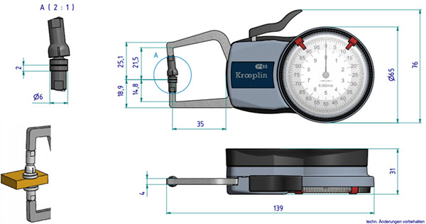 德國KROEPLIN盤式外卡規D110T尺寸圖 