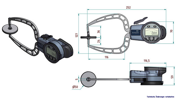德國數顯外卡規C330T尺寸圖 