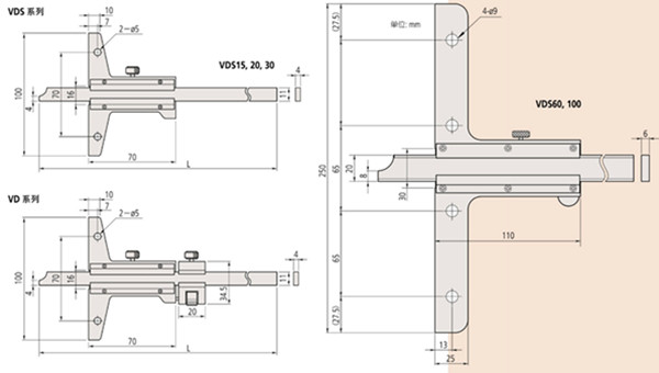 日本三豐游標深度卡尺527-201尺寸圖 