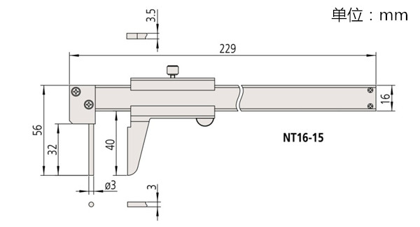 日本三豐管壁厚度游標卡尺536-161尺寸圖 