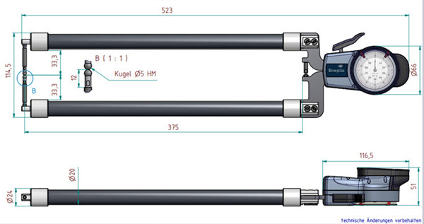 德國KROEPLIN指針式卡規D8100尺寸圖 