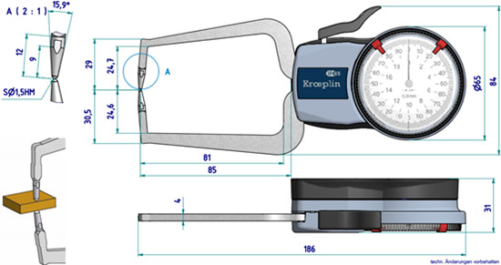 德國KROEPLIN指針式外卡規D220S尺寸圖