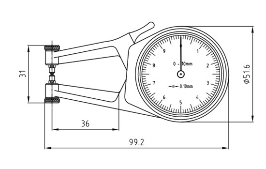 德國KROEPLIN指針式外卡規(guī)POCO 2N尺寸圖 